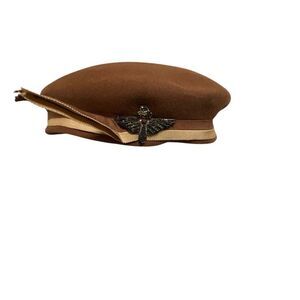 Donnybrook Amy New York Brown Vintage Beret Embroidered Bee Appliqué Ribbon Trim